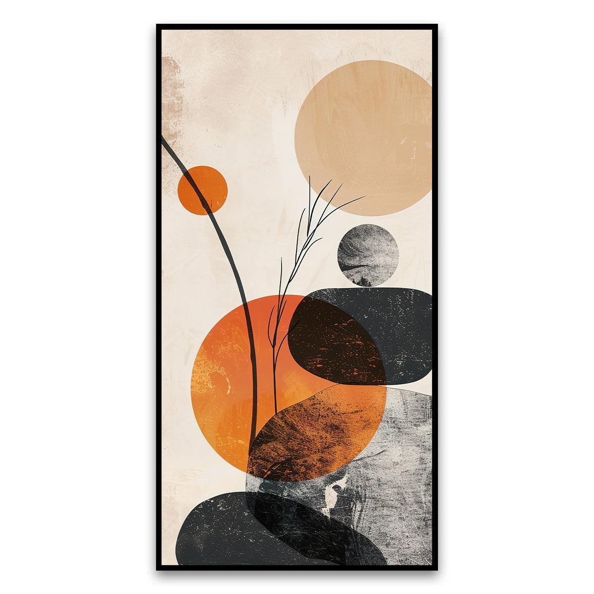 Creative Decor balanced-arrangement-gray-stones-with-orange-sun Canvas Wall Painting for Living Room, Bedroom, Office.