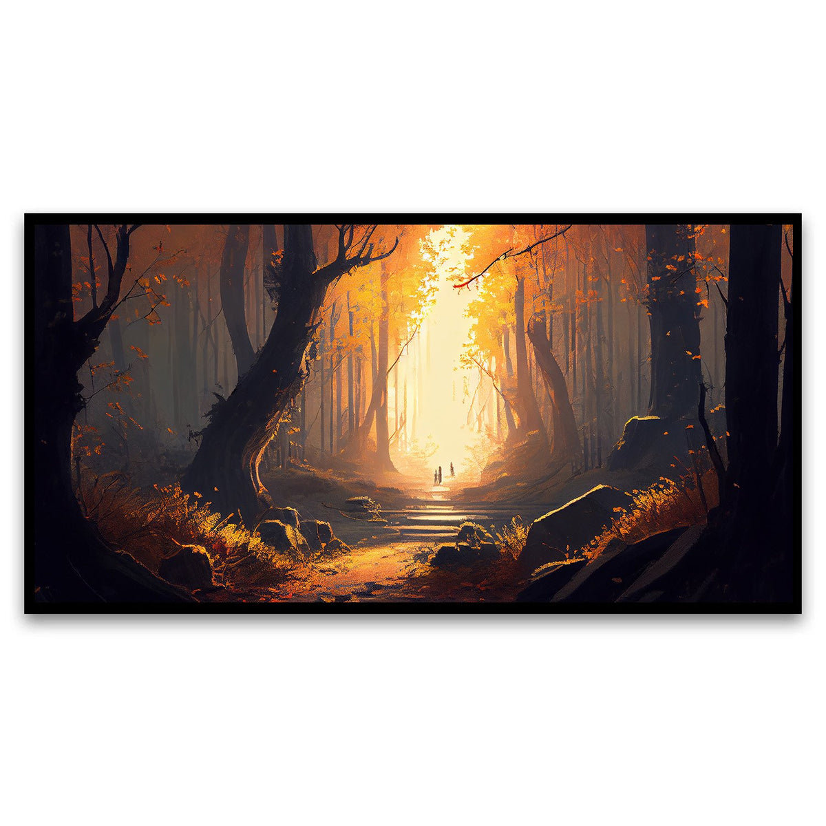 Creative Decor autumn-forest-acrylic-painting-spooky-mystery-dusk Wall Painting for Living Room, Bedroom, Office.