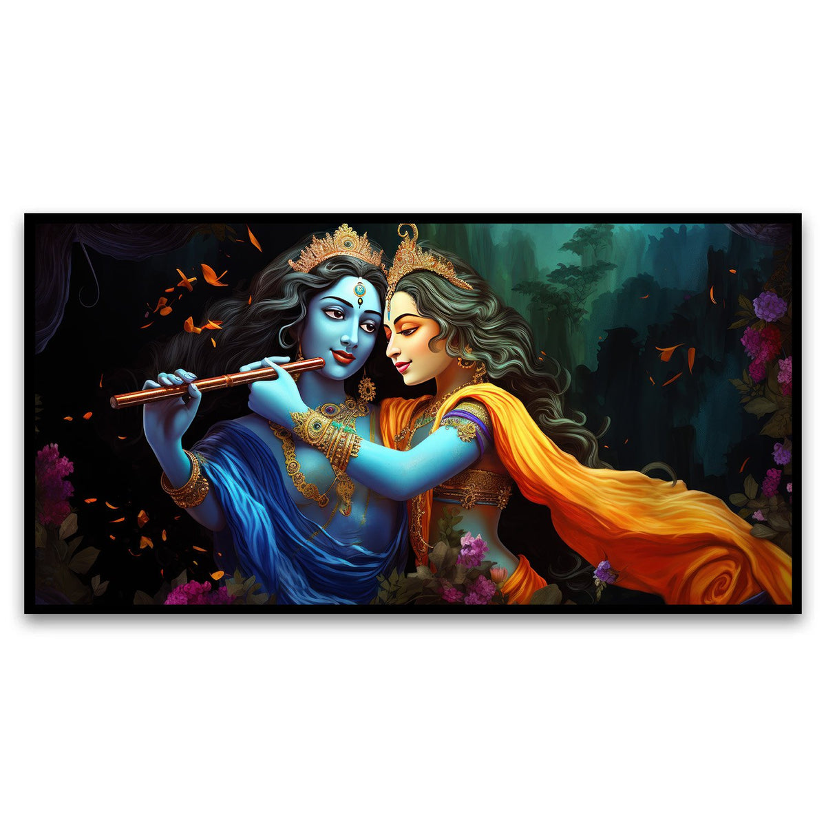 Creative Decor illustration | Radha Krishna Art | Canvas Wall Painting for Living Room, Bedroom, and Office.