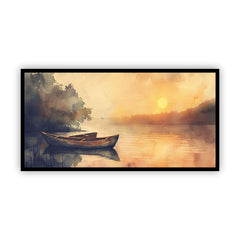 Sunrise Lake View Wall Art | Stunning Nature Landscape Canvas Painting