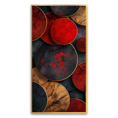 Series Circles with Red Black Canvas Wall Painting | Modern Abstract Art for Stylish Interiors