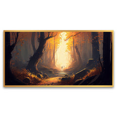 Creative Decor autumn-forest-acrylic-painting-spooky-mystery-dusk Wall Painting for Living Room, Bedroom, Office.