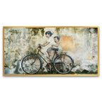 A Creative Canvas Wall Art of Graffiti Childrens Riding Bicycle for Vibrant Living Spaces | Playful Spirit