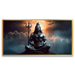 Creative Decor | Celestial Serenity | Shiva Under the Moon Canvas Art