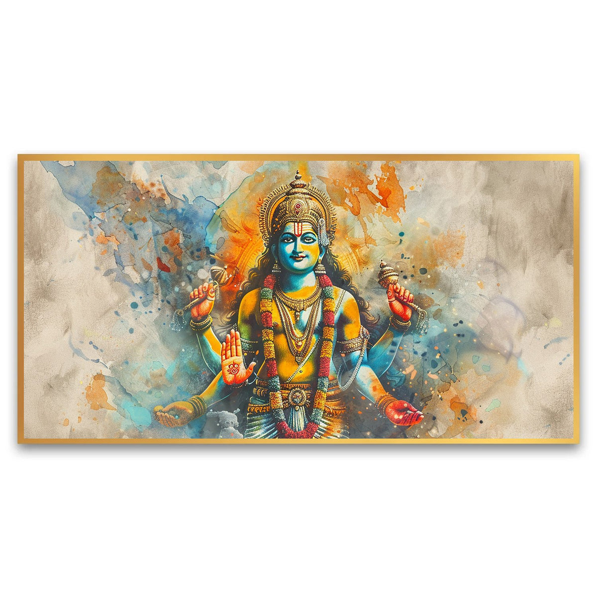 Spirit of Vishnu | Hand-Drawn Watercolor Artwork of Vishnu for Peaceful Living | Watercolor Painting