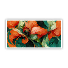 Handcrafted Orange and Green Flower Wall Painting | Artistic Home Accent