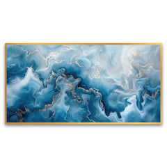 Creative Decor blue-white-abstract Canvas Wall Painting for Living Room, Bedroom, Office.