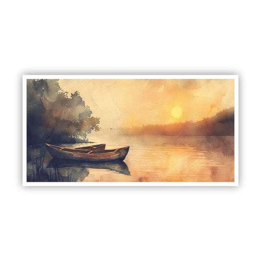 Sunrise Lake View Wall Art | Stunning Nature Landscape Canvas Painting