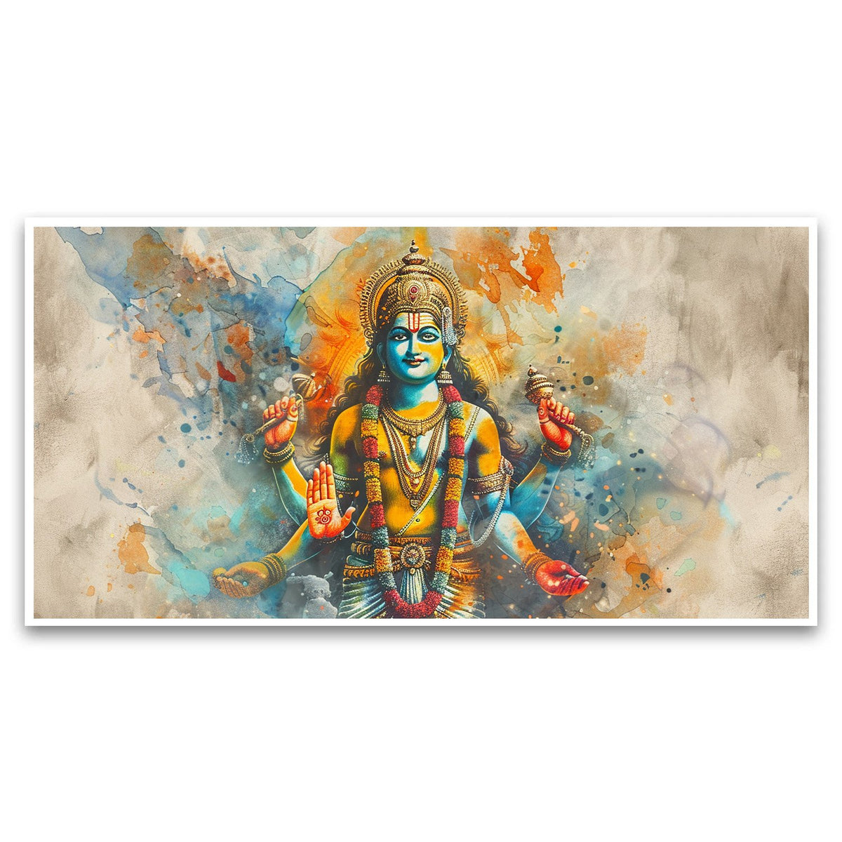 Spirit of Vishnu | Hand-Drawn Watercolor Artwork of Vishnu for Peaceful Living | Watercolor Painting