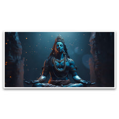 Meditative Blue | Lord Shiva in Lotus Position | Canvas Wall Painting