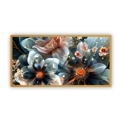 Framed Elegant Flower Wall Art | Unique Floral Canvas Painting for Home Décor