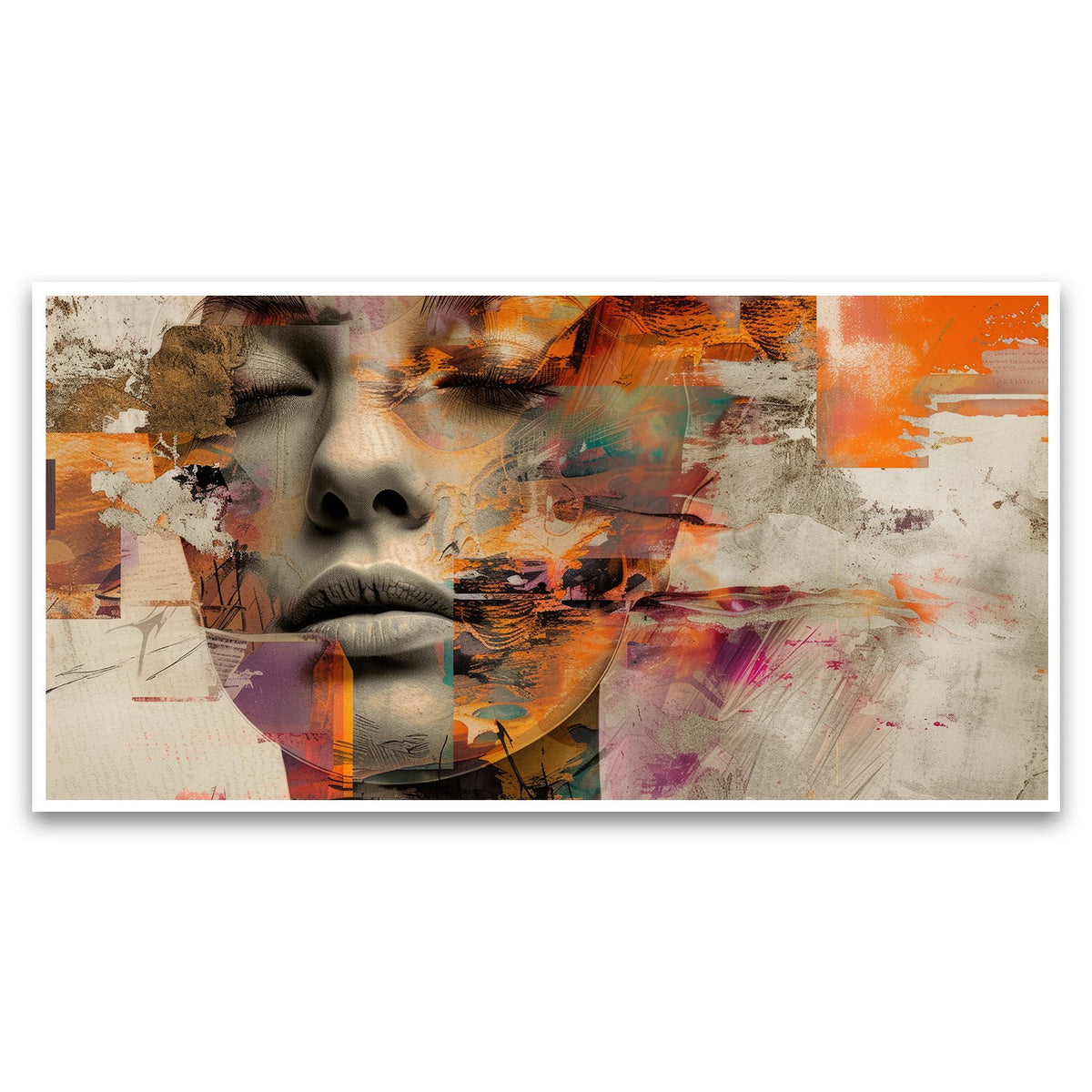 Creative Decor Watercolor Wall Painting | Relaxing Young Woman Portrait