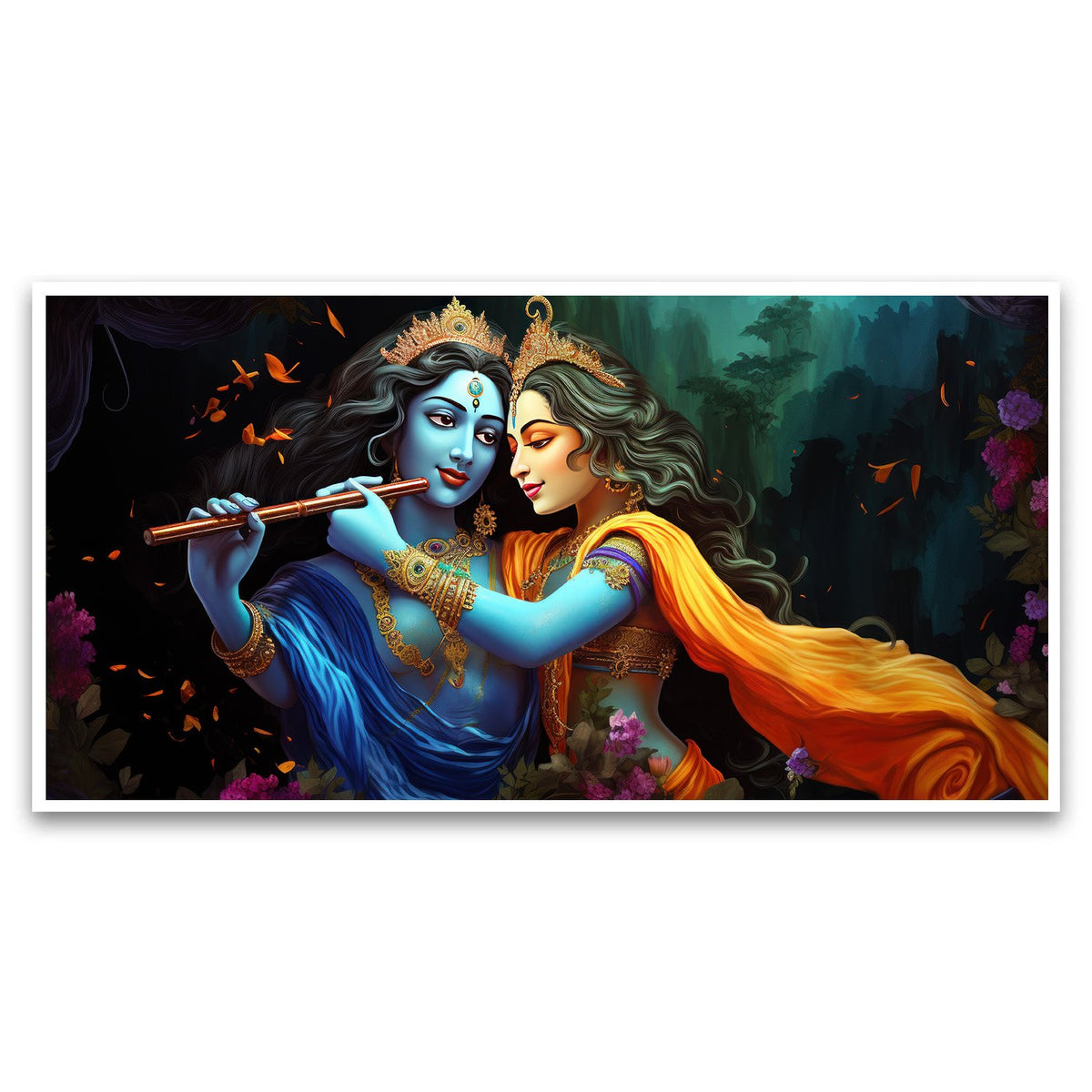Creative Decor illustration | Radha Krishna Art | Canvas Wall Painting for Living Room, Bedroom, and Office.