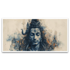 Creative Decor artistic-representation-hindu-deity-with-tears-trishula-motif Wall Painting for Living Room, Bedroom, Office.