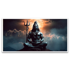 Creative Decor | Celestial Serenity | Shiva Under the Moon Canvas Art