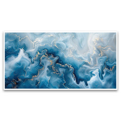 Creative Decor blue-white-abstract Canvas Wall Painting for Living Room, Bedroom, Office.