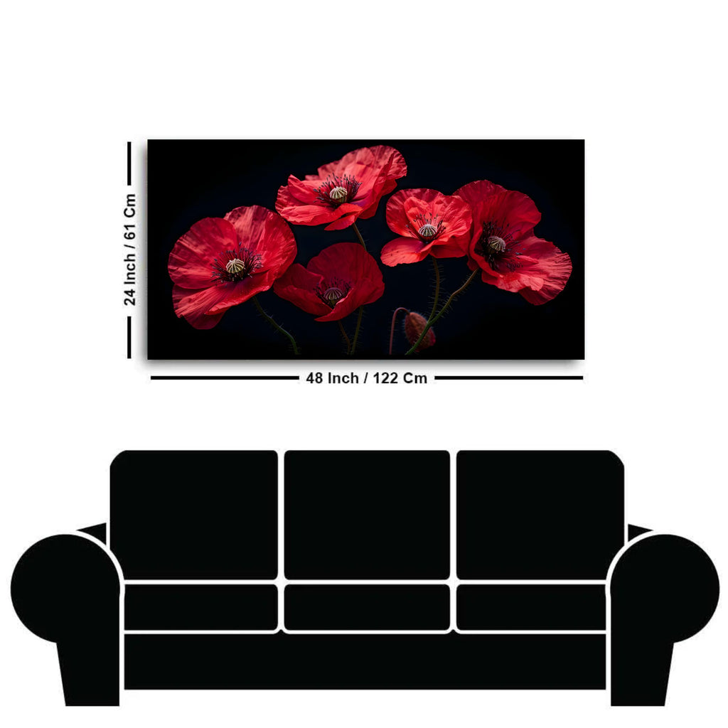 Vibrant Red Botanical Flower Wall Art Painting | Nature Lover’s Choice