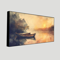 Sunrise Lake View Wall Art | Stunning Nature Landscape Canvas Painting