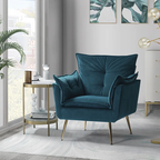 CreativeDecore Velvet fyn Accent Chair/Lounge Chair for  Living Room, Bedroom, Armchair Sofa Chair with Gold Legs.