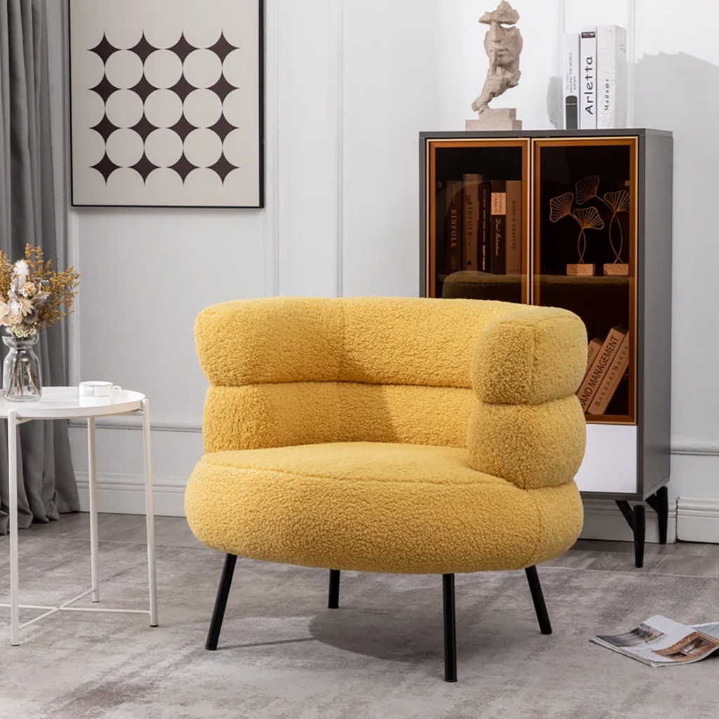 CreativeDecore Velvet CliveAccent Chair/Lounge Chair for  Living Room, Bedroom, Armchair Sofa Chair with natural finish Black  legs