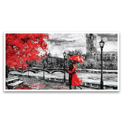 Love Couple Floating Framed Canvas Wall Painting