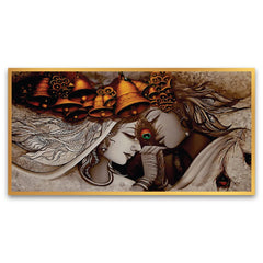 Radha Krishna Floating Framed Canvas Wall Painting