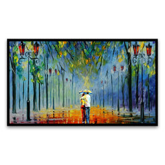 Love Couple Scenery Floating Framed Canvas Wall Painting