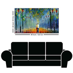 Love Couple Scenery Floating Framed Canvas Wall Painting