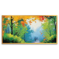 Relaxing Big Panoramic Nature Floating Framed Canvas Wall Painting