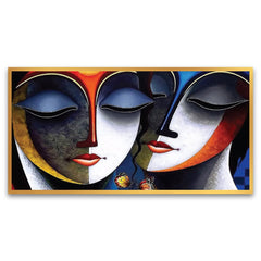 Radha Krishna Romantic Floating Framed Canvas Wall Painting