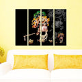 Multiple Frame Beautiful Multicolour Krishna with Flute Spiritual Canvas Print Set of 4 Pieces Wall Painting for Living Room, Bedroom, Office Wall Decoration (24" x 8" Each Panel)