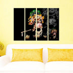 Multiple Frame Beautiful Multicolour Krishna with Flute Spiritual Canvas Print Set of 4 Pieces Wall Painting for Living Room, Bedroom, Office Wall Decoration (24" x 8" Each Panel)