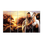 Jesus The Savior Religious Spiritual Multiple MDF Framed Canvas Wall Painting for Home Living Room, Bedroom, Office Wall Decoration (24" x 8" Each Panel)