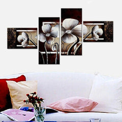 Large Modern 4 pcs Beautiful Flowers Multiple Framed Canvas Wall Painting for Living Room, Bedroom, Office Wall Decoration