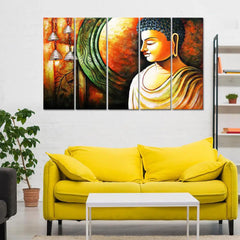 Peaceful Buddha Big Canvas Wall Painting for for Living Room, Bedroom, Office Wall Decoration (24" H x 8" W Each panel)