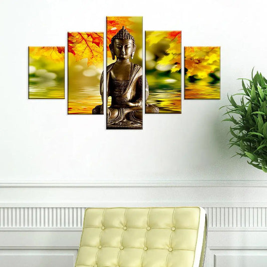 Peaceful Meditating Lord Buddha Multi Framed Canvas Wall Painting for Living Room, Bedroom, Office Wall Decoration