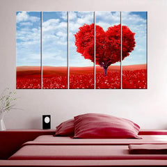 Whispers of Love 5 Pieces Beautiful Love Tree Multi Frame Canvas Print Wall Painting for Home and Office Decor