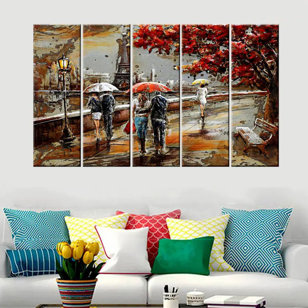 Nostalgic Love Story 5 Pieces Vintage Couple Modern Art Multi Frame Canvas Print Wall Painting for Home and Office Decor