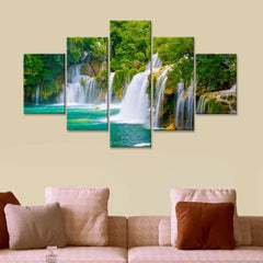 Nature's Serenade Beautiful Magical Waterfalls Multi Frame Canvas Wall Painting for Home and Office Decor