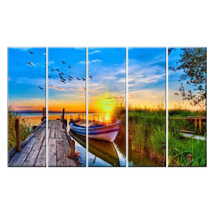 Captivating Sunrise Landscape Multi Frame Canvas Wall Painting for Home and Office Wall Decoration