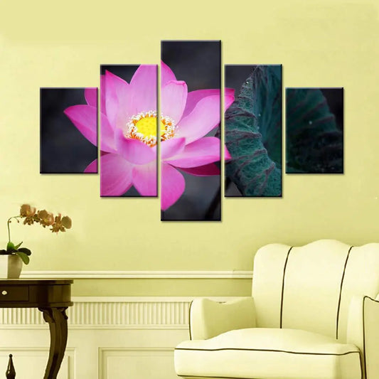 Elegant Pink Lotus Flower Multi Frame Canvas Wall Painting | Serene Home Décor Art