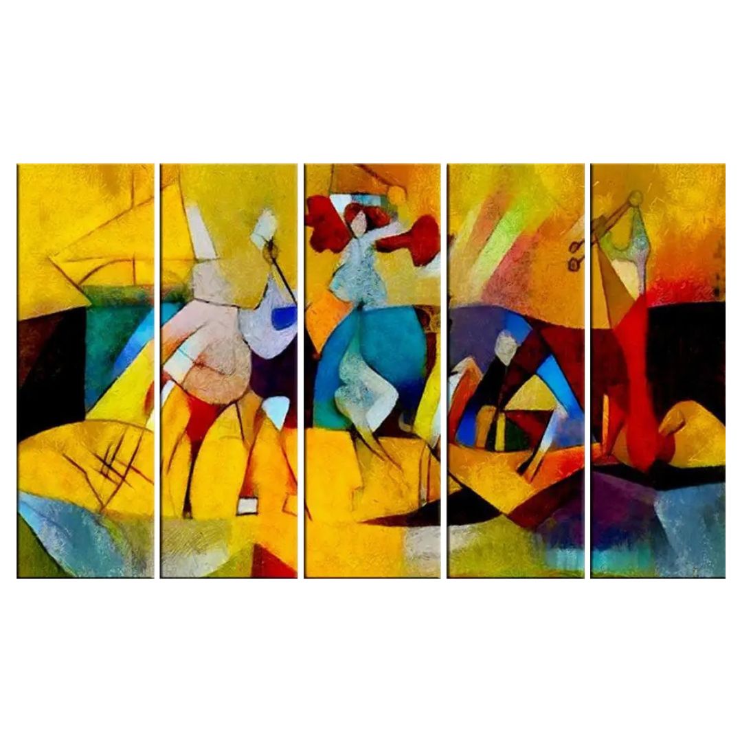 Kandinsky Inspired Modern Abstract Wall Art | 5-Piece Multicolor Multi-Frame Painting