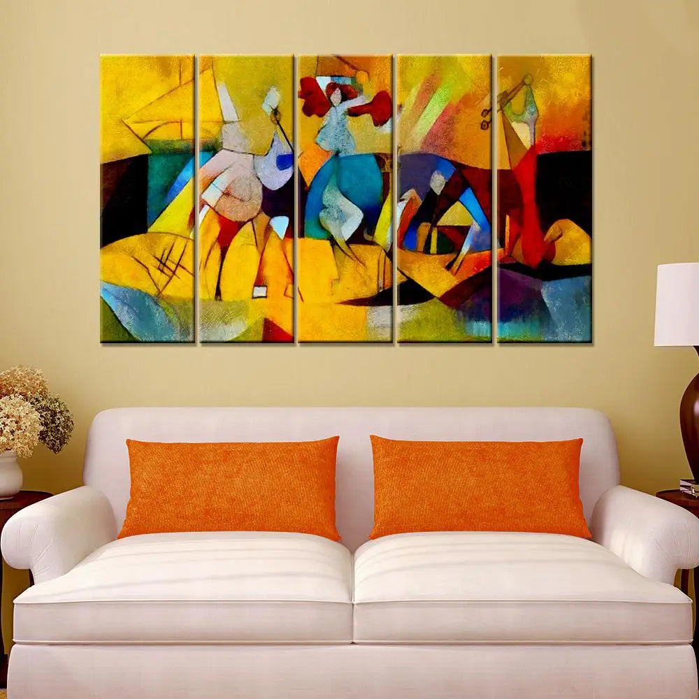 Kandinsky Inspired Modern Abstract Wall Art | 5-Piece Multicolor Multi-Frame Painting