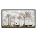 Golden Tree and Deer Floating Frame Canvas Wall Painting | Elegant Nature Art for Home Décor