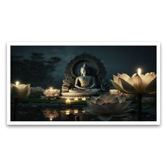 Eternal Enlightenment Lord Buddha Meditating Floating Frame Canvas Wall Painting