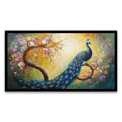 Nature's Beauty and Elegance Beautiful Peacock Canvas Wall Painting