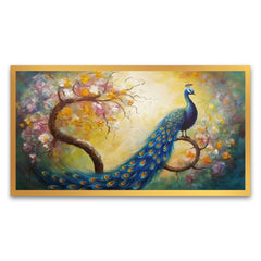 Nature's Beauty and Elegance Beautiful Peacock Canvas Wall Painting