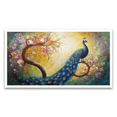 Nature's Beauty and Elegance Beautiful Peacock Canvas Wall Painting