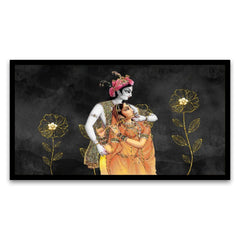 Sacred Bond and Spiritual Harmony Radha Krishna Floating Frame Canvas Wall Painting