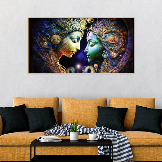 Capturing the Timeless Love and Spiritual Serenity Radha Krishna Canvas Wall Painting